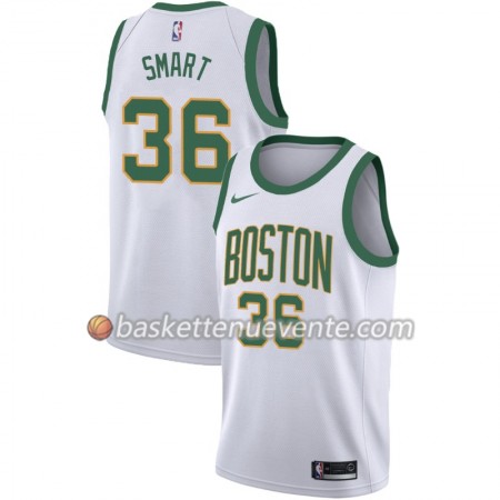 Maillot Basket Boston Celtics Marcus Smart 36 2018-19 Nike City Edition Blanc Swingman - Homme